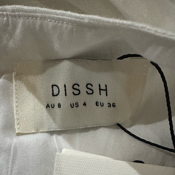 DISSH Tina White Linen Twist Mini Dress Size 4 Cutout Long Sleeve V-Neck - Picture 12 of 15